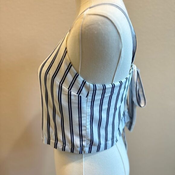 PacSun Lottie Moss Size Small Blue White Striped Nautical Preppy Crop Top - Picture 8 of 10